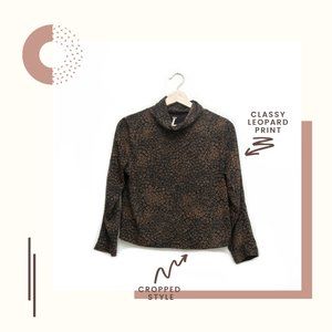 Free People Leopard Print Long Sleeves Top